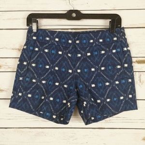 J. Crew Women's Basketweave Shorts in Ikat Blue 00